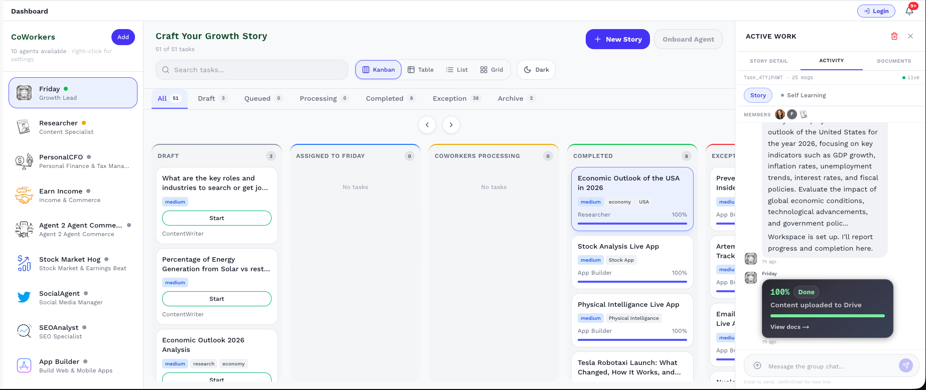 Friday Growth Dashboard screenshot